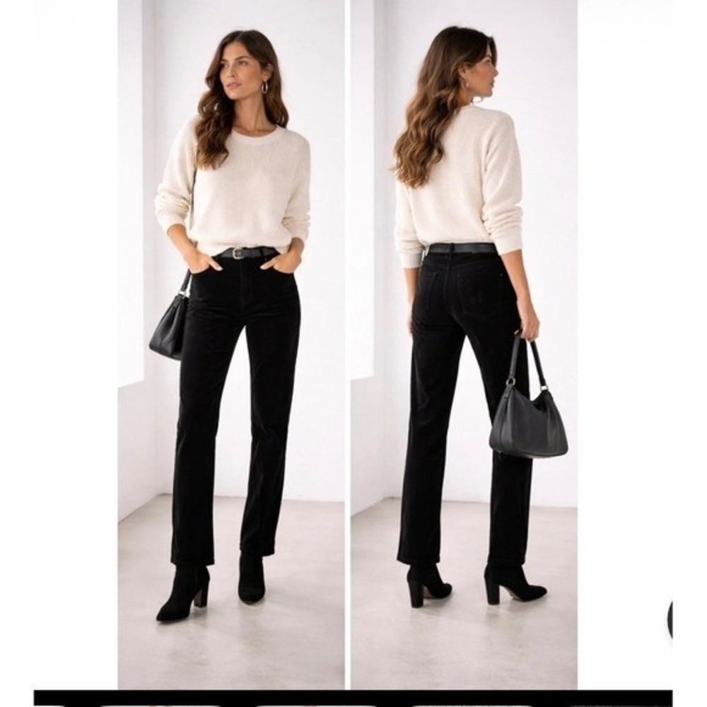 Lauren‎ Ralph Lauren Womens 20W Black Corduroy Straight Leg Pants LRL RN 41381